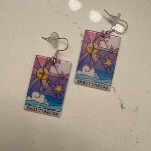 Sagittarius Zodiac Earrings in Purple and Blue